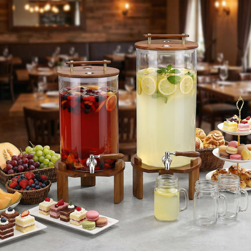2.1 Gallon Glass Beverage Dispenser with Stand and Stainless Steel Spigot U243044