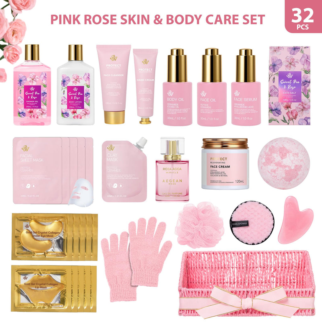 32 Pcs Rose Spa Skin Care Set T546