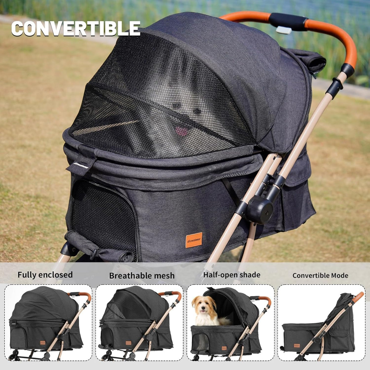 4-Wheel Pet Stroller with Reversible Handle U539204