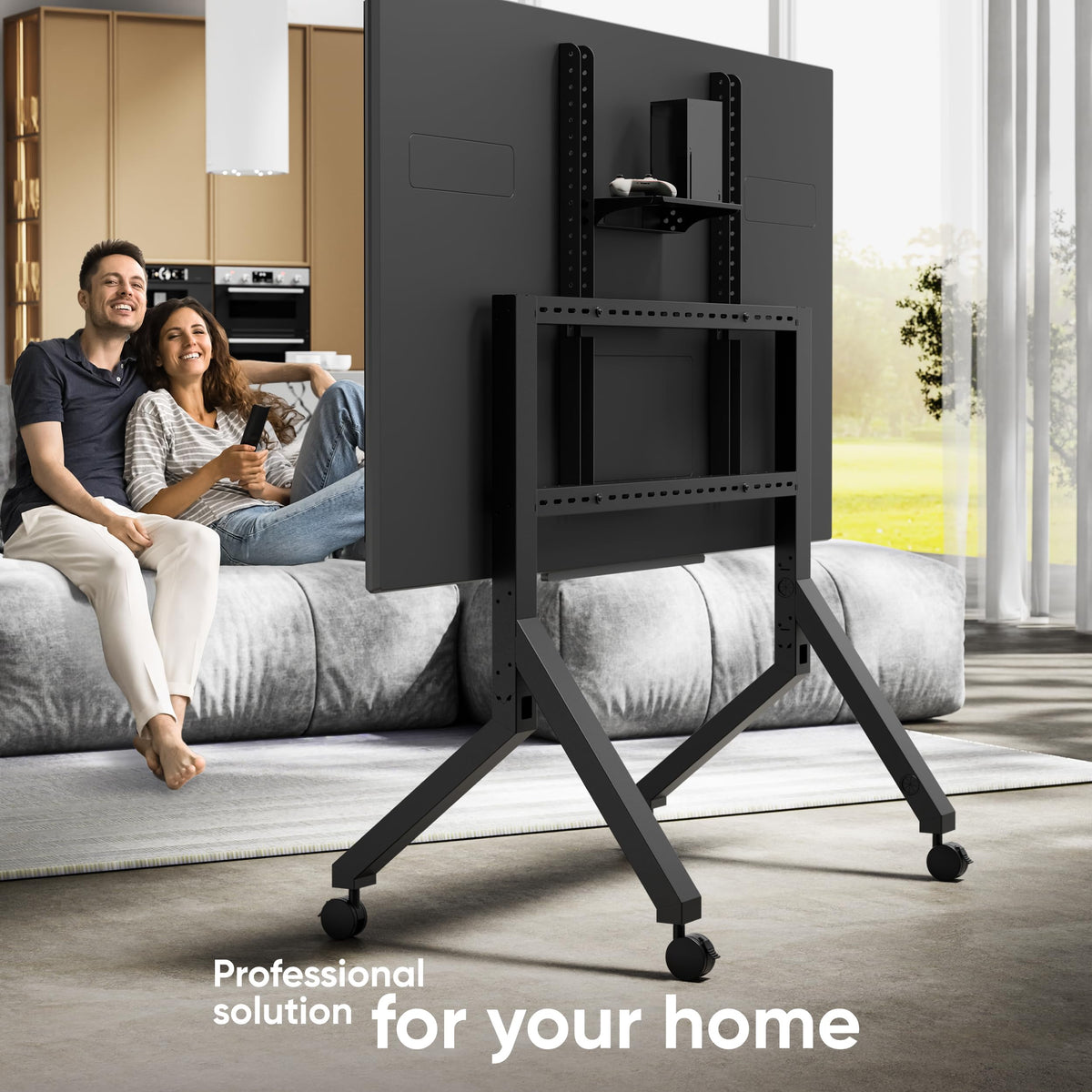 Mobile TV Stand on Wheels 70-110 Inch Black E66567