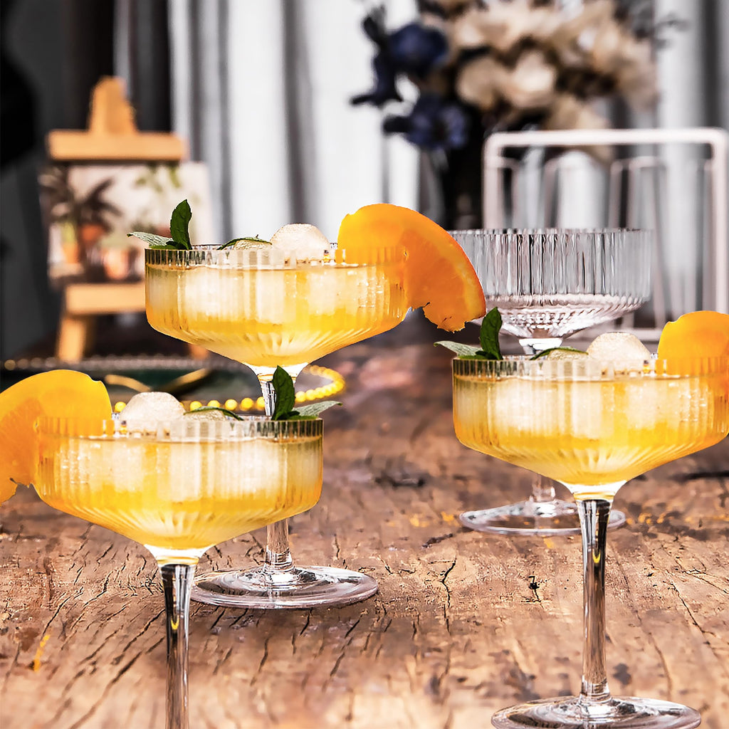 Champagne Coupe Glasses Set of 6, 8 oz Crystal Cocktail Glassware K440