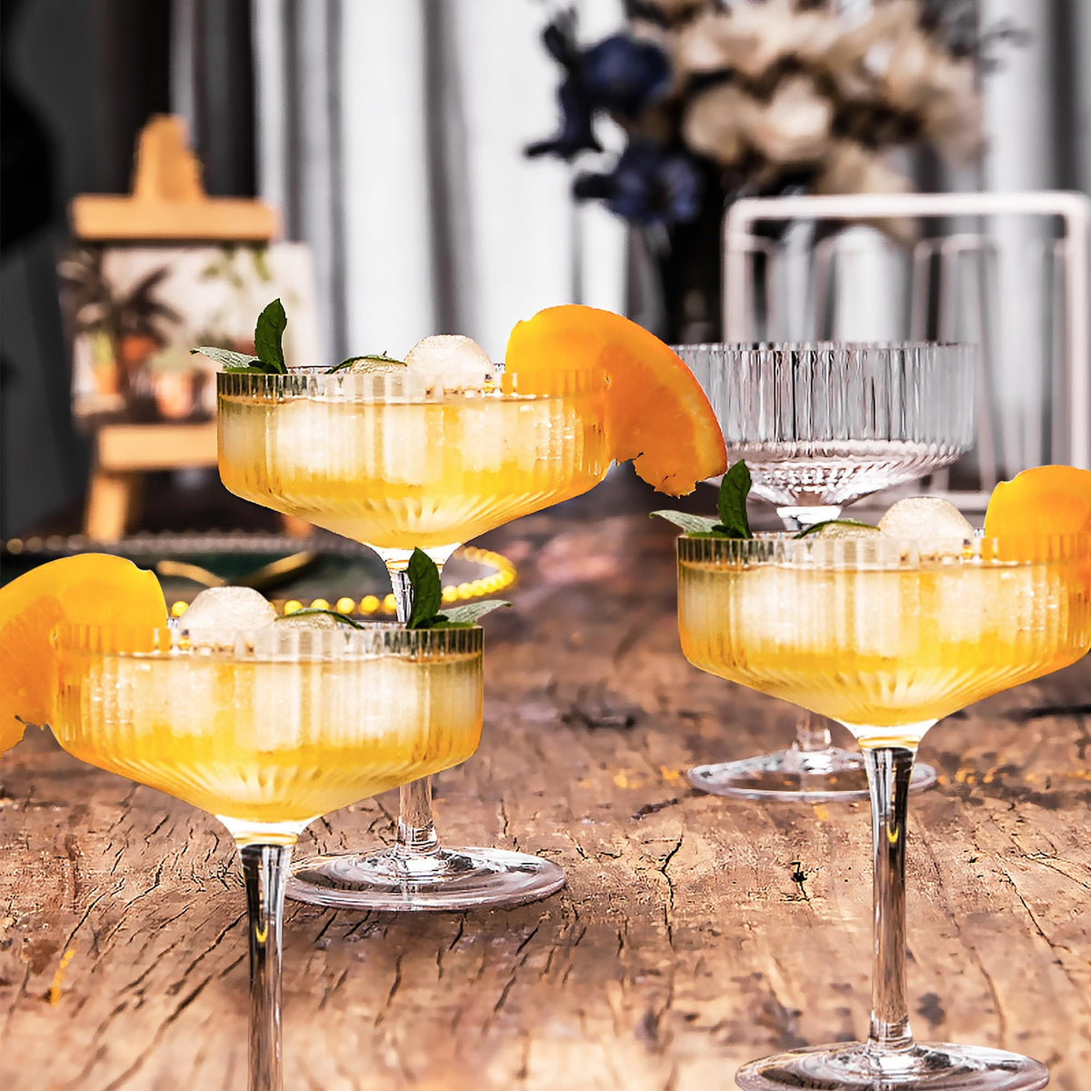 Champagne Coupe Glasses Set of 6, 8 oz Crystal Cocktail Glassware K440