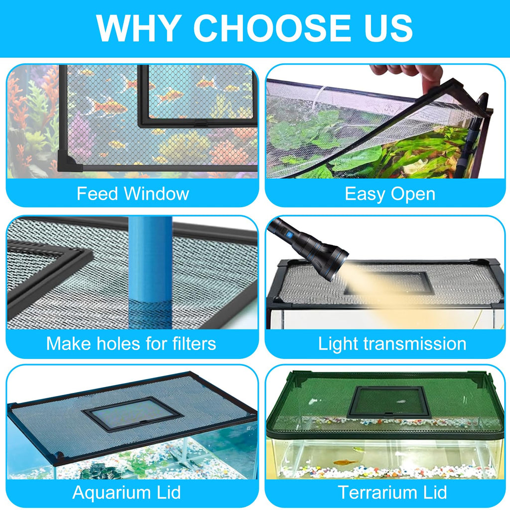 Magnetic Aquarium Net Cover with Feeding Window J969