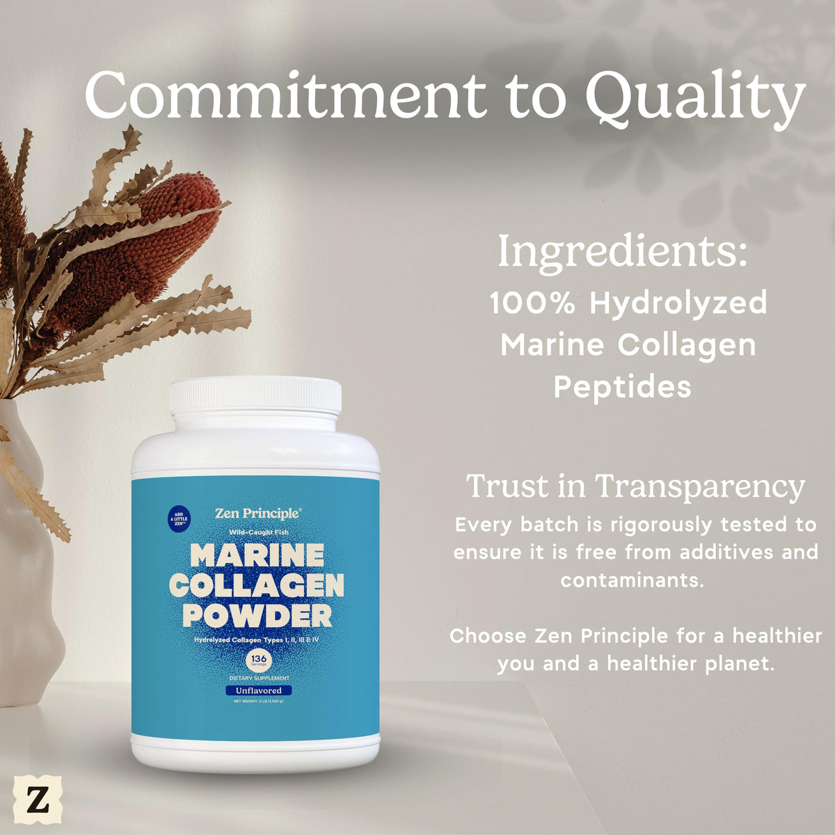 Marine Collagen Peptides Powder 3 lb. Wild-Caught Fish, Non-GMO. Hydrolyzed Types I, II, III & IV Protein. D643