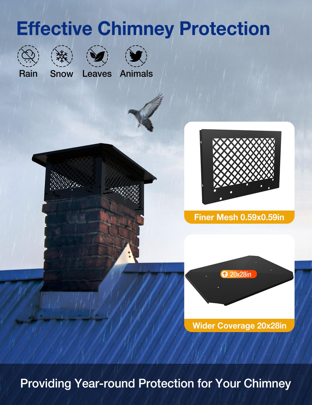 14" x 22" Rectangular Galvanized Steel Chimney Cap E947