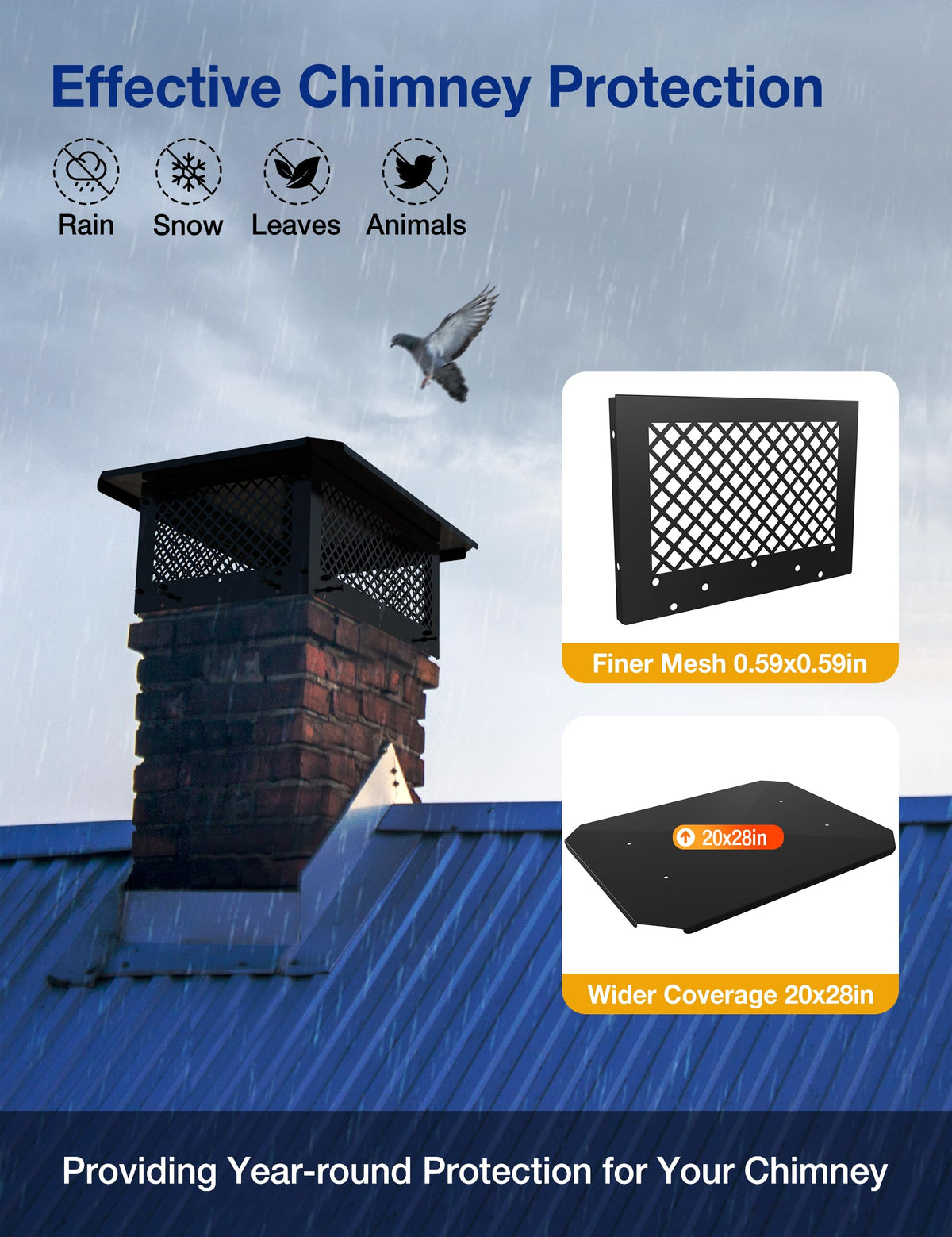 14" x 22" Rectangular Galvanized Steel Chimney Cap E947