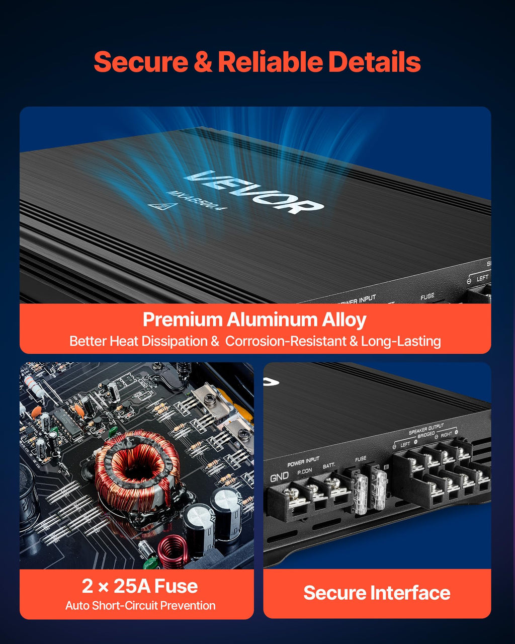 4 Channel Bridgeable Class A/B Car Audio Amplifier S938492