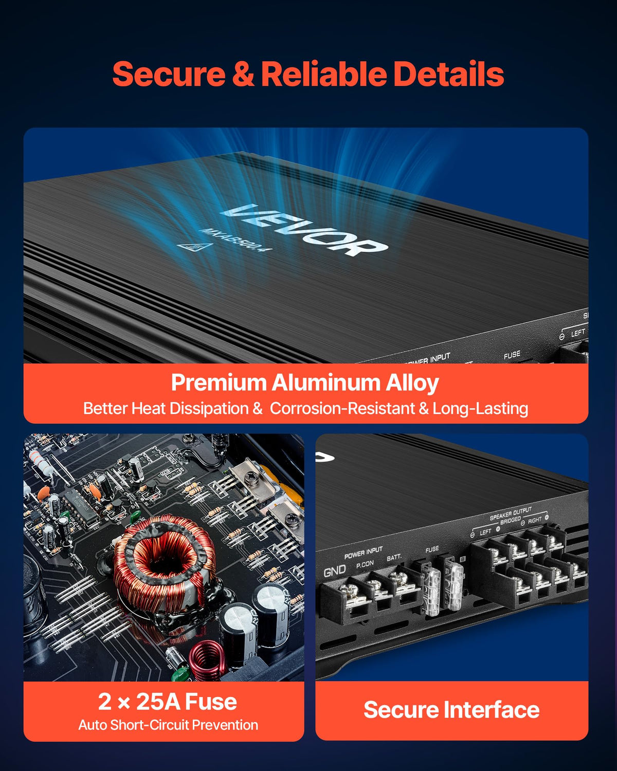 4 Channel Bridgeable Class A/B Car Audio Amplifier S938492