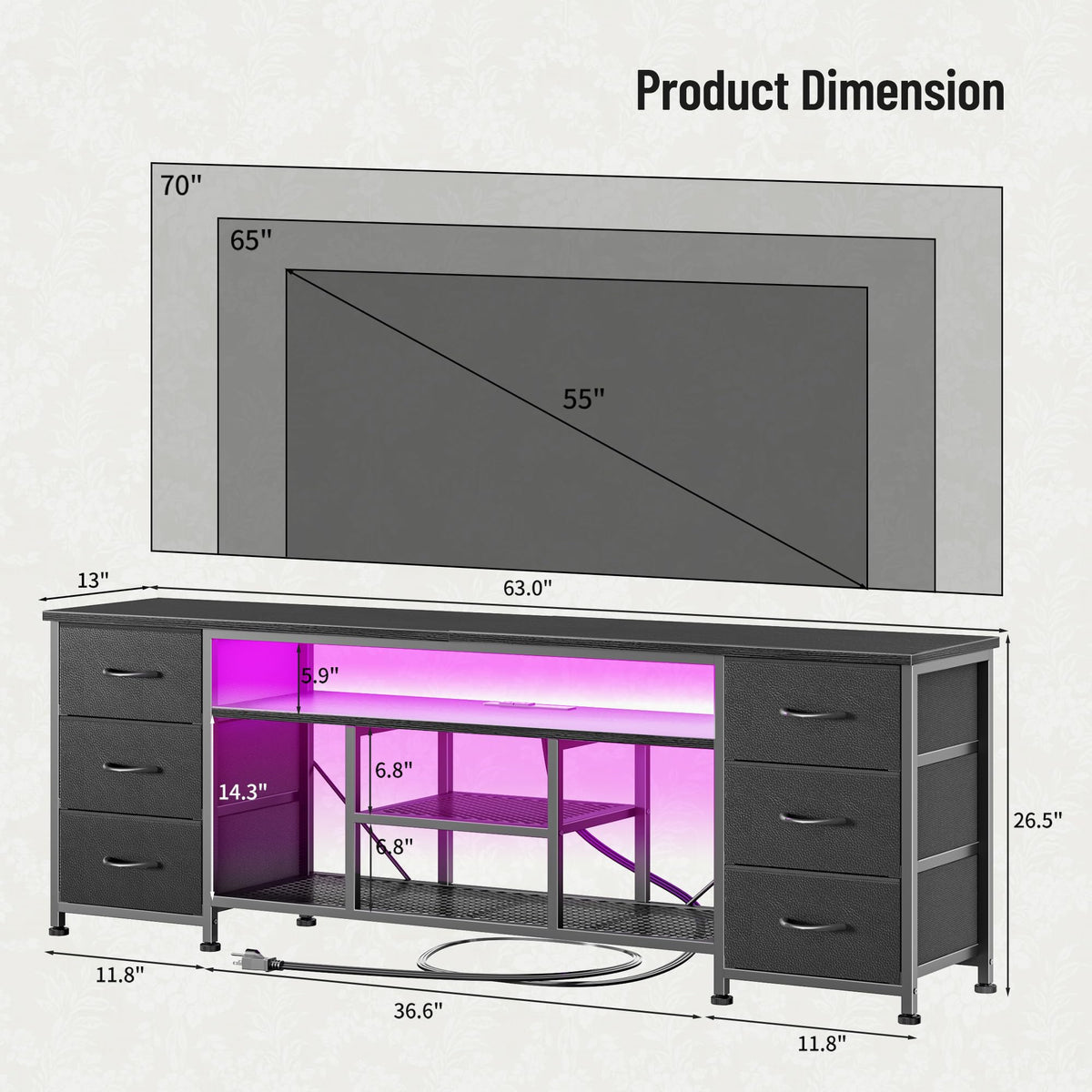 63 Inch LED TV Stand N29090