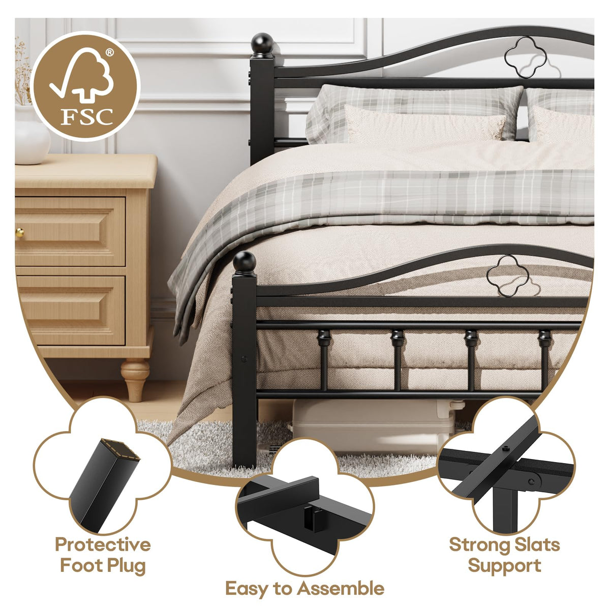 Full Size Bed Frame with Headboard O3569