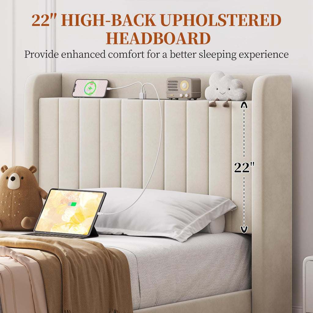 Twin Bed Frame with Storage Headboard W624110
