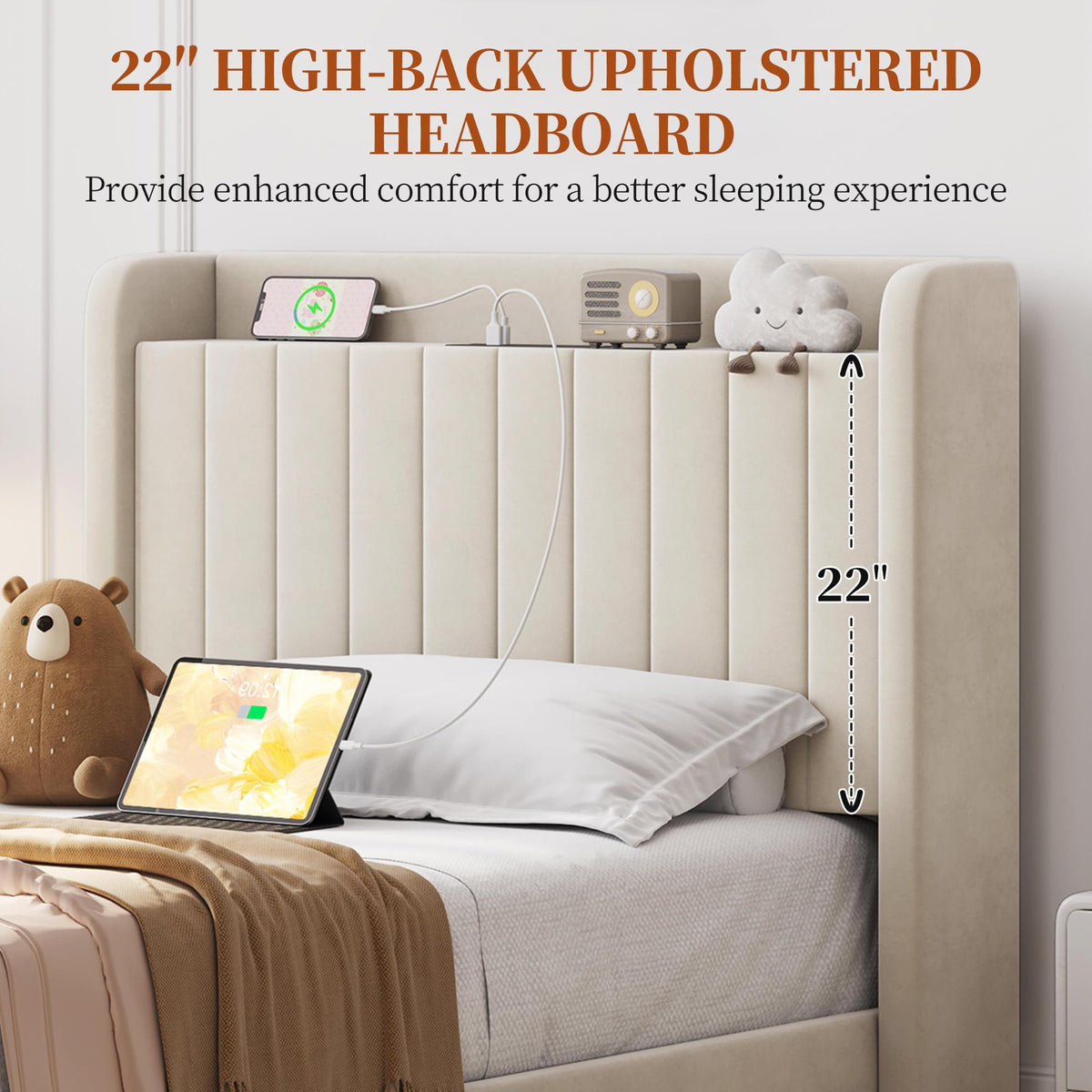 Twin Bed Frame with Storage Headboard W624110