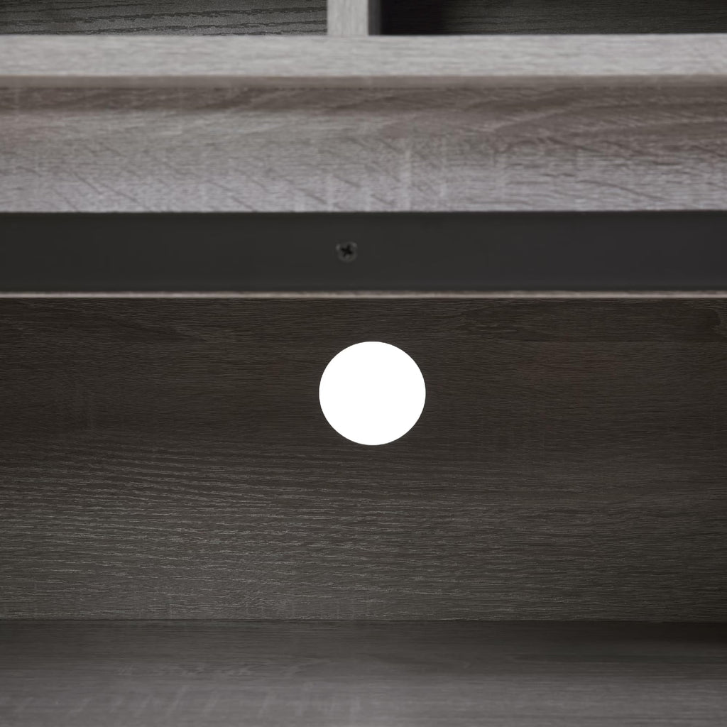 65" Grey Farmhouse TV Stand with Sliding Doors D717