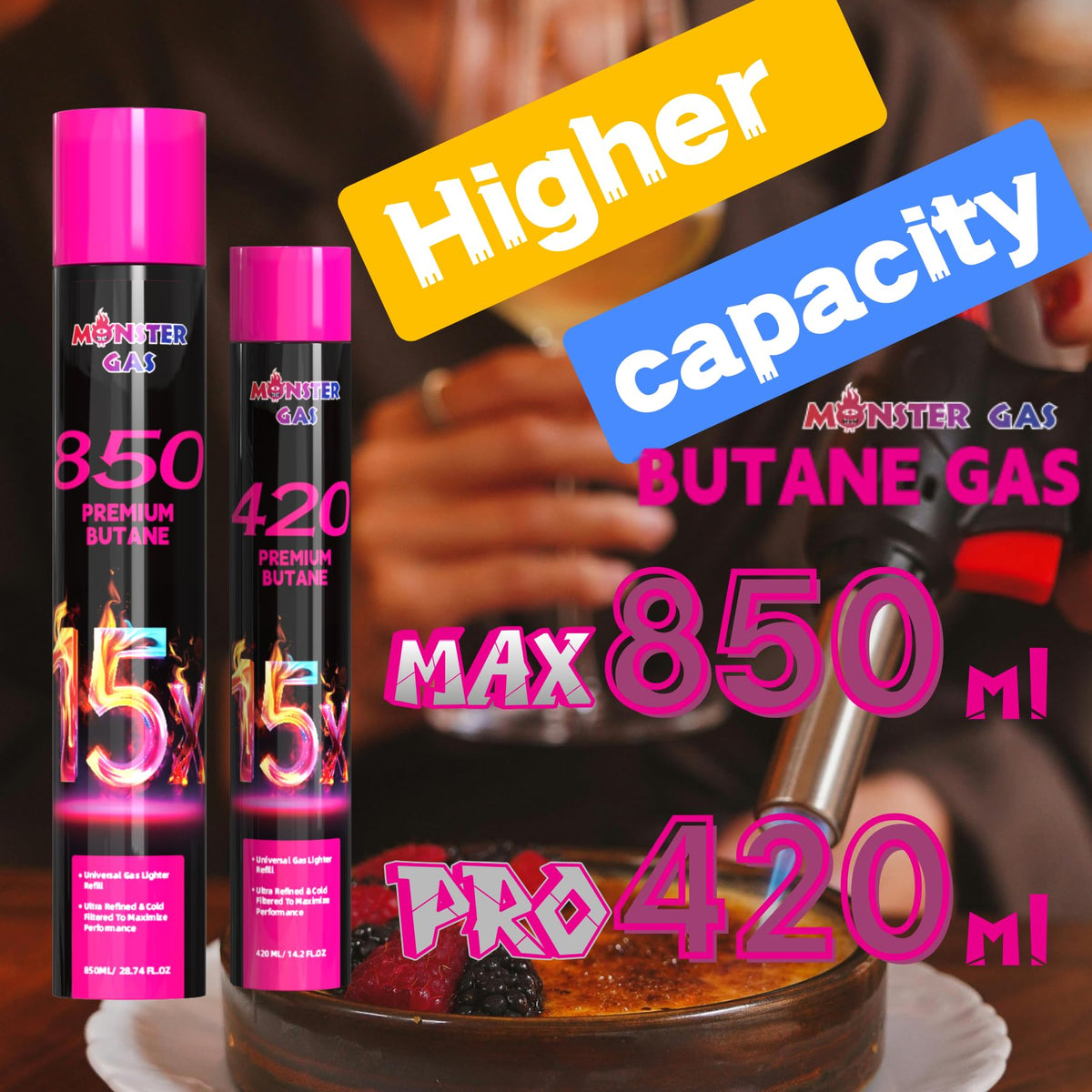 15x Ultra-Pure Butane Fuel Canisters 850ml, Pack of 12 A361