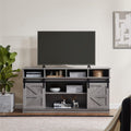 65" Grey Farmhouse TV Stand with Sliding Doors D717