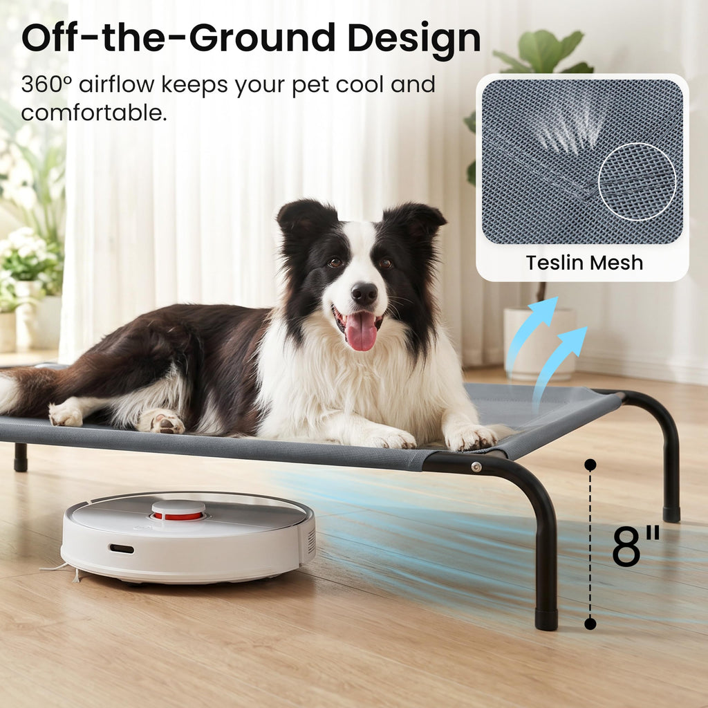 Elevated Cooling Dog Bed with Breathable Mesh, Grey, 48 inches Y988458