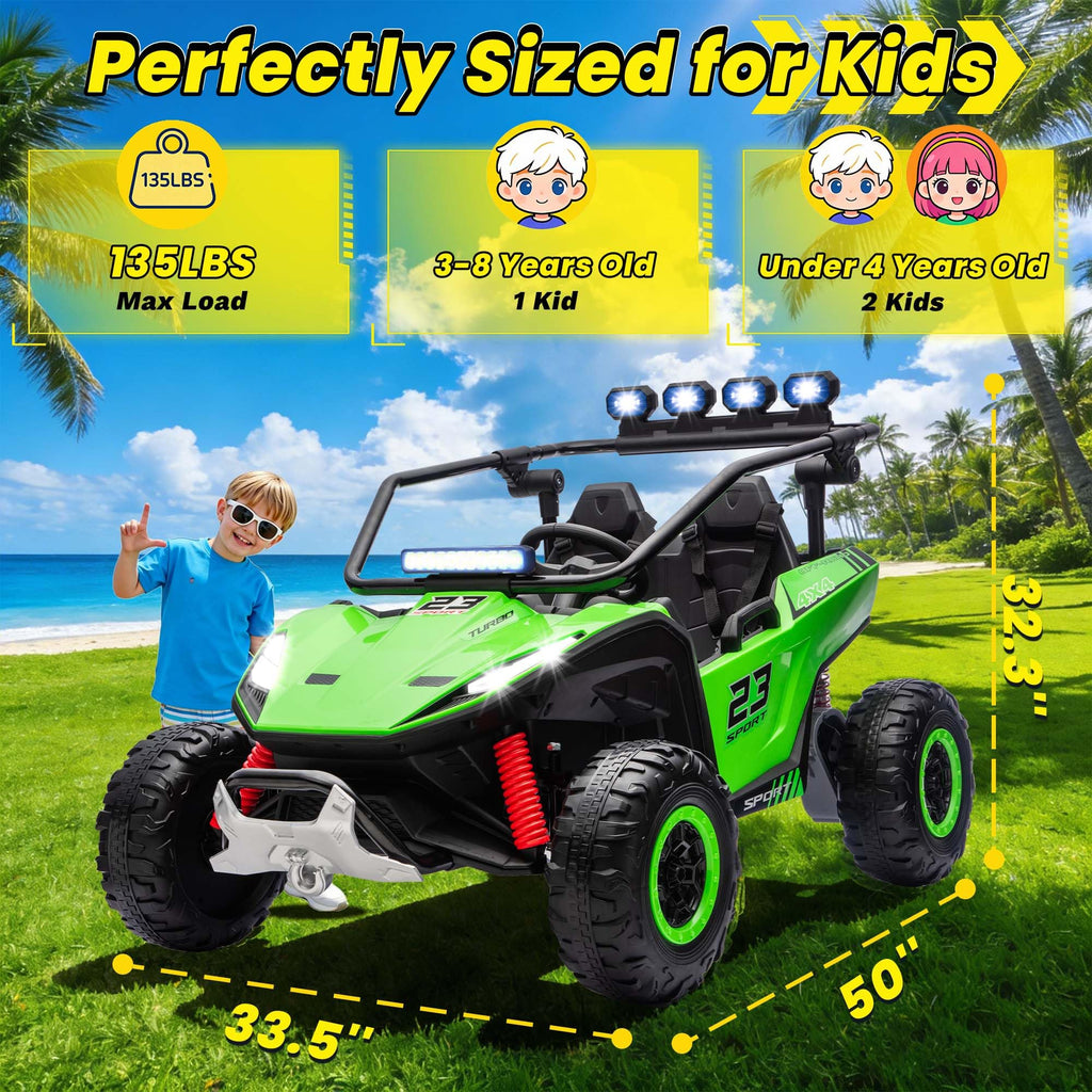 2-Seater Kids UTV with 4x200W Motor, 3-6MPH, Green N545060