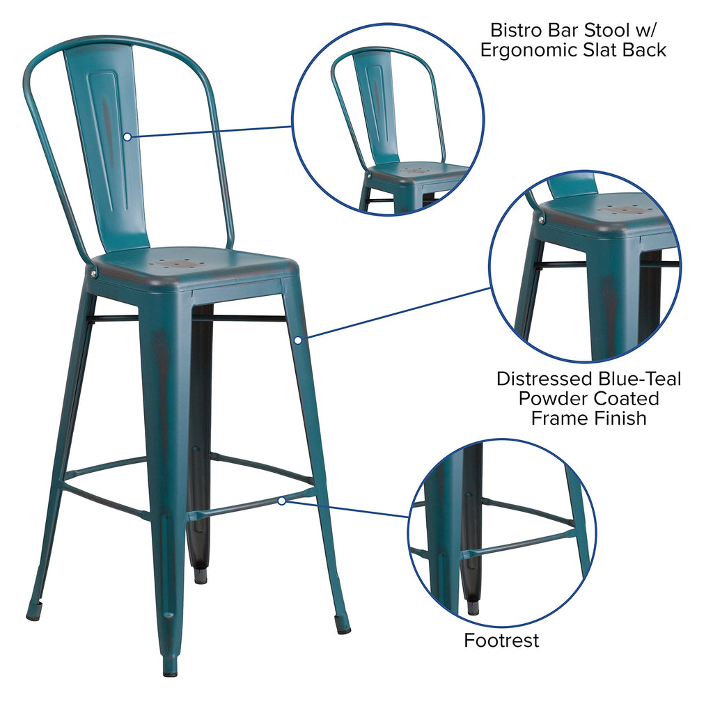 30" Metal Counter Stool with Footrest E32294