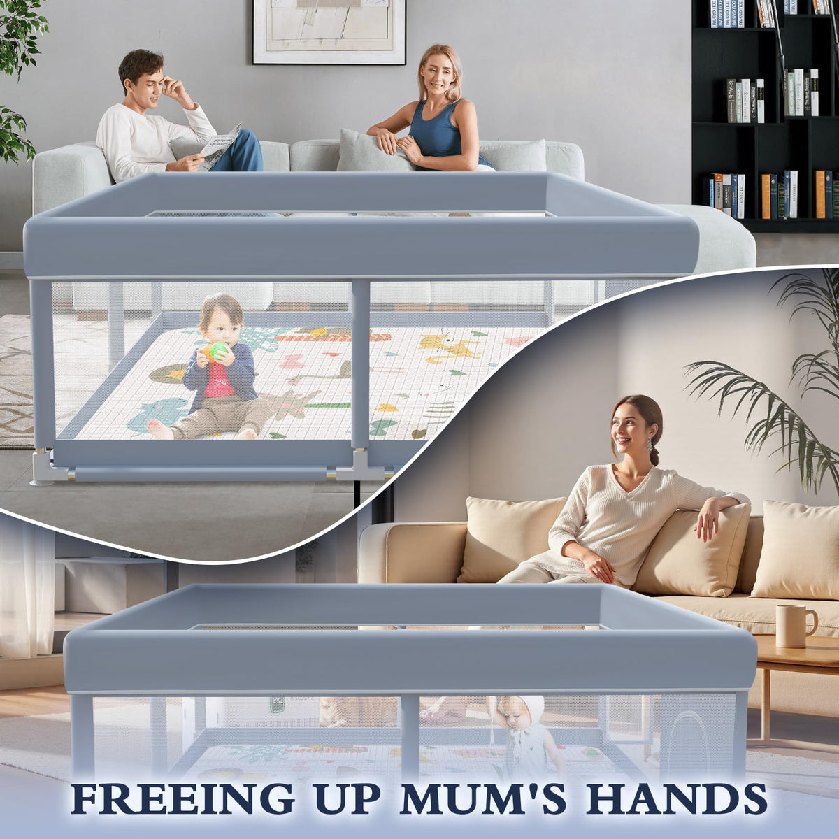 65 x 50 Inch Baby Playpen with Mat C4625