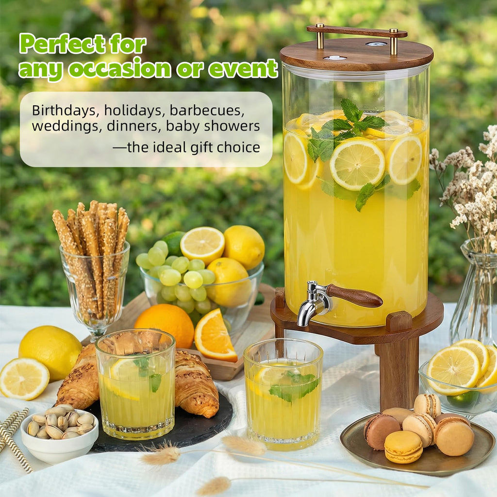 2.1 Gallon Glass Beverage Dispenser with Stand and Stainless Steel Spigot U243044