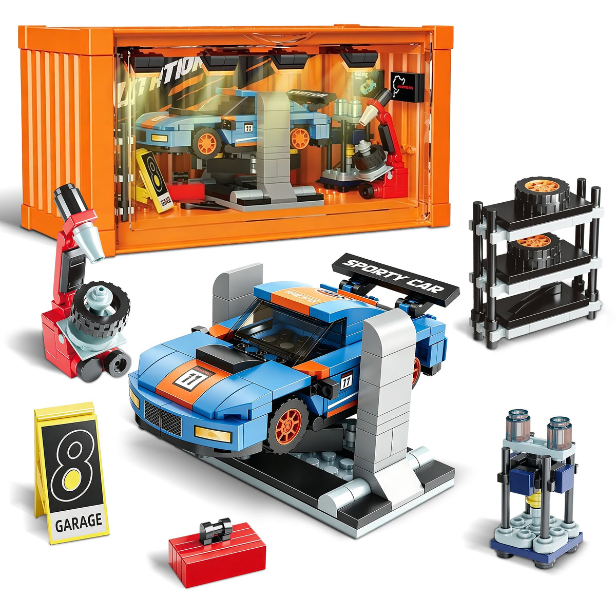 Racing Car Building Toy Set with Container Box M19740