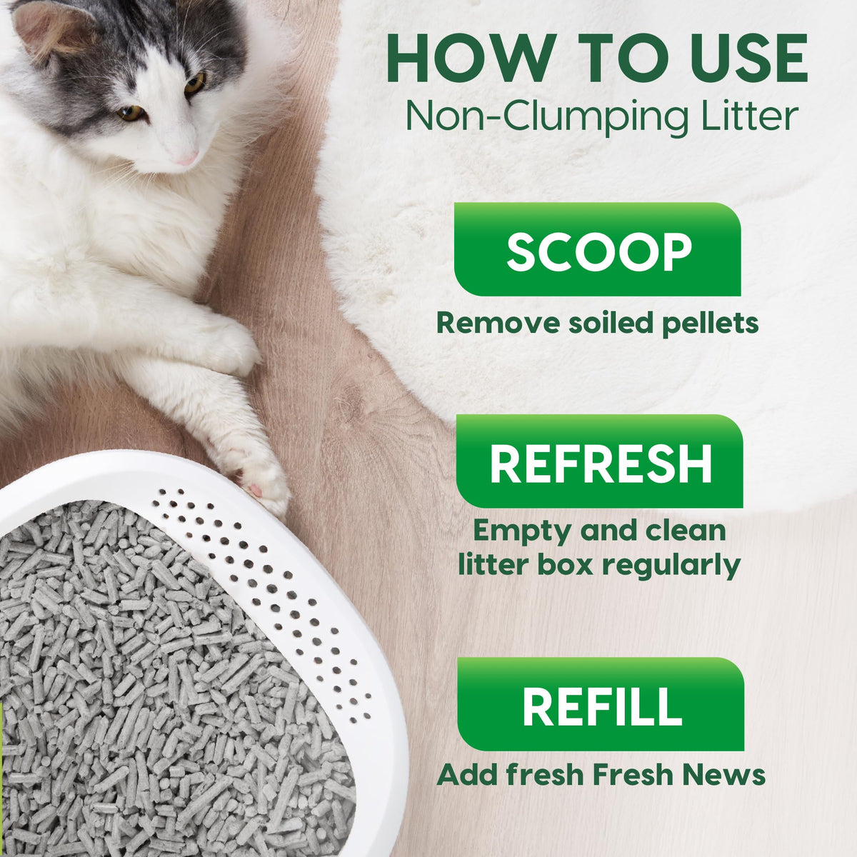 Recycled Paper Cat Litter, 12 Pound, Non-Clumping, Unscented N15384