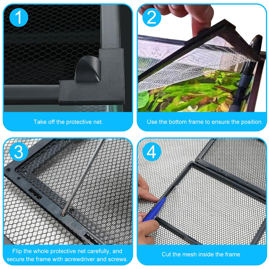 Magnetic Aquarium Net Cover with Feeding Window J969