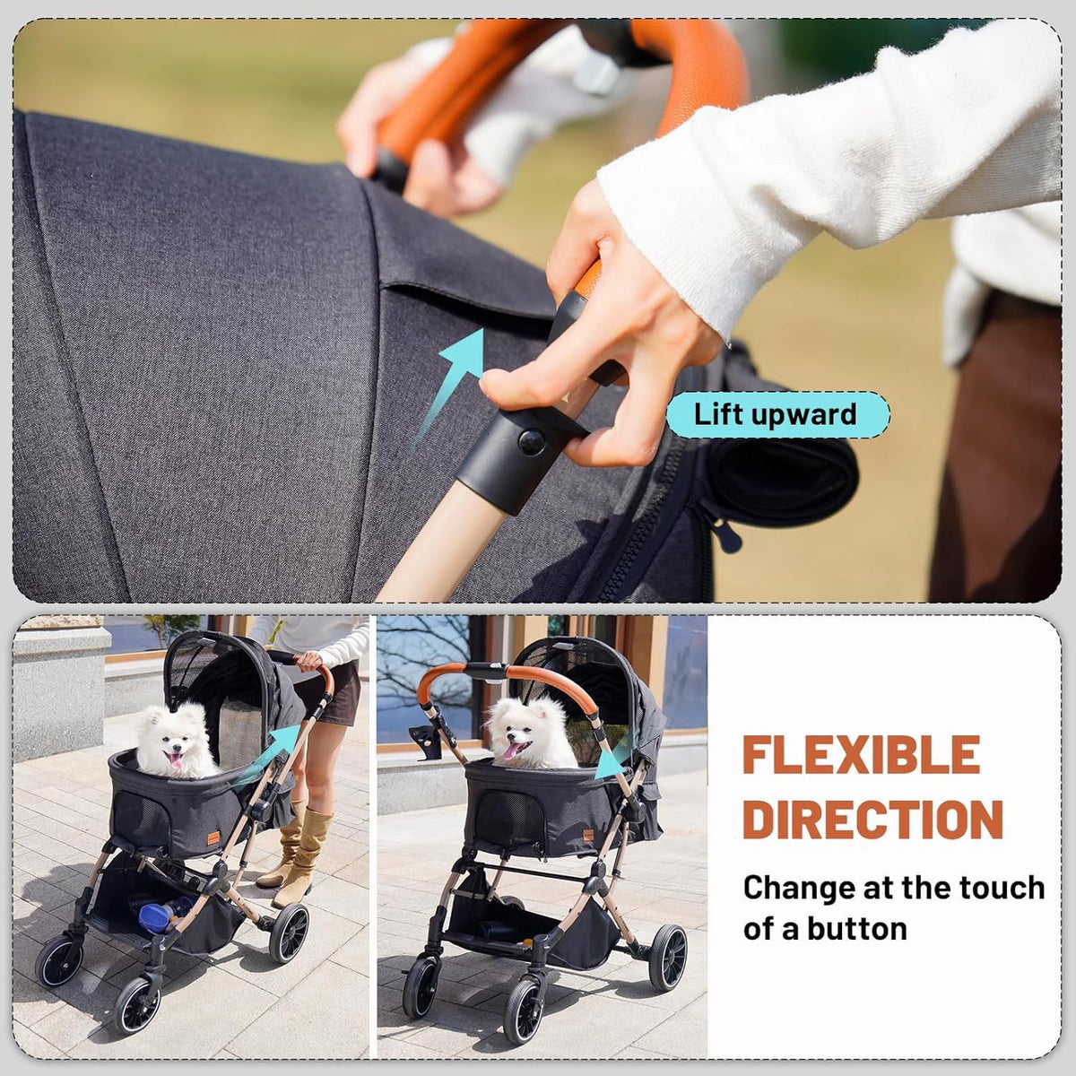 4-Wheel Pet Stroller with Reversible Handle U539204
