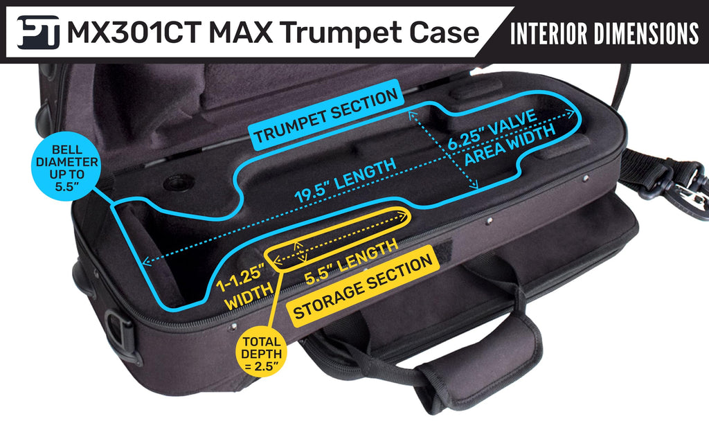 Black Trumpet Case with Sheet Music Pocket Y8980