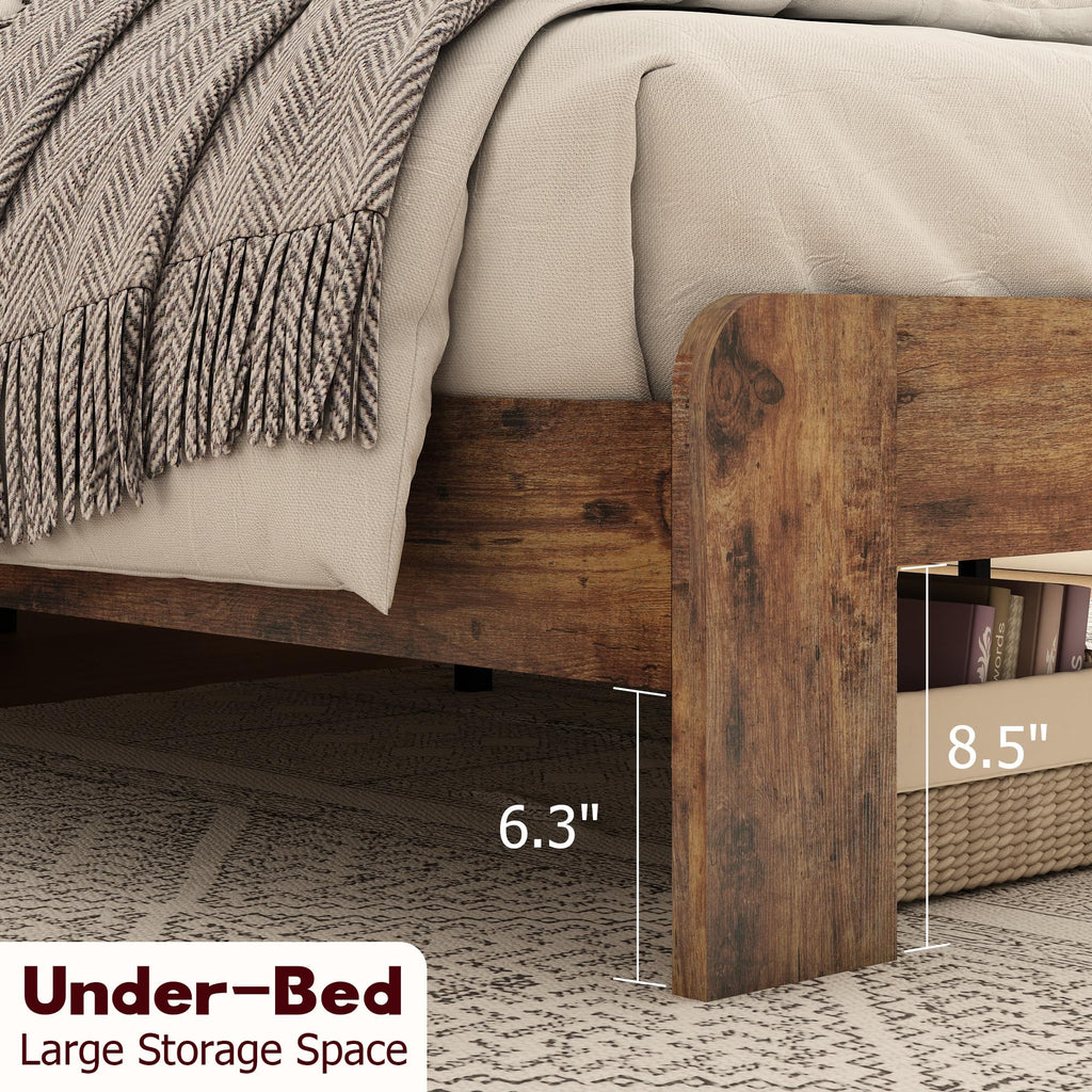 Wood Full Size Bed Frame with Headboard and Footboard I720600