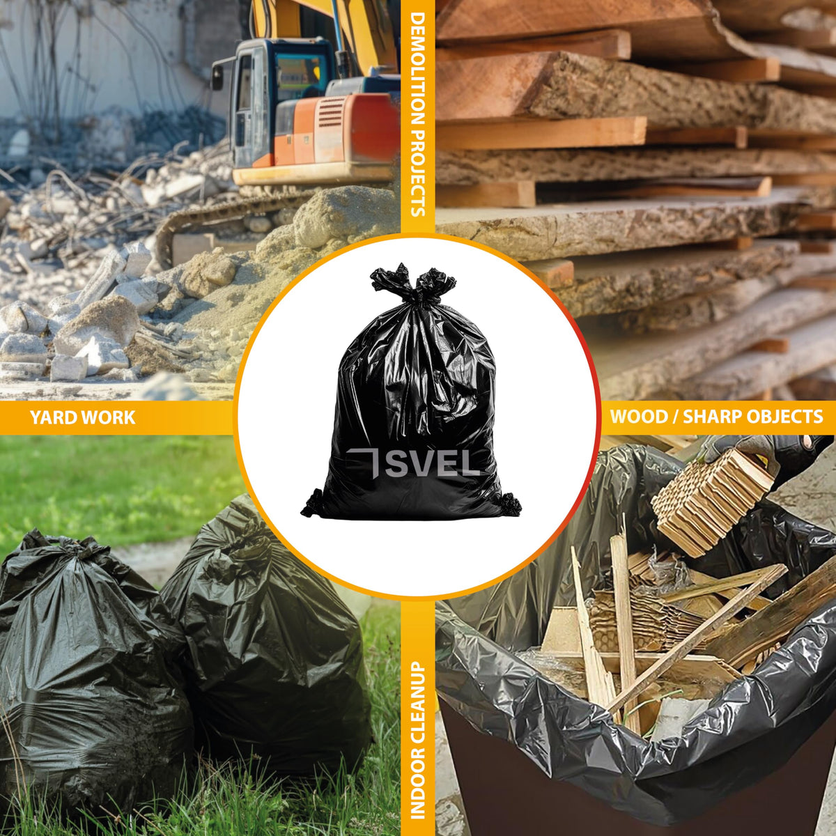 Heavy Duty 42 Gallons 2 Mil Trash Bag F939