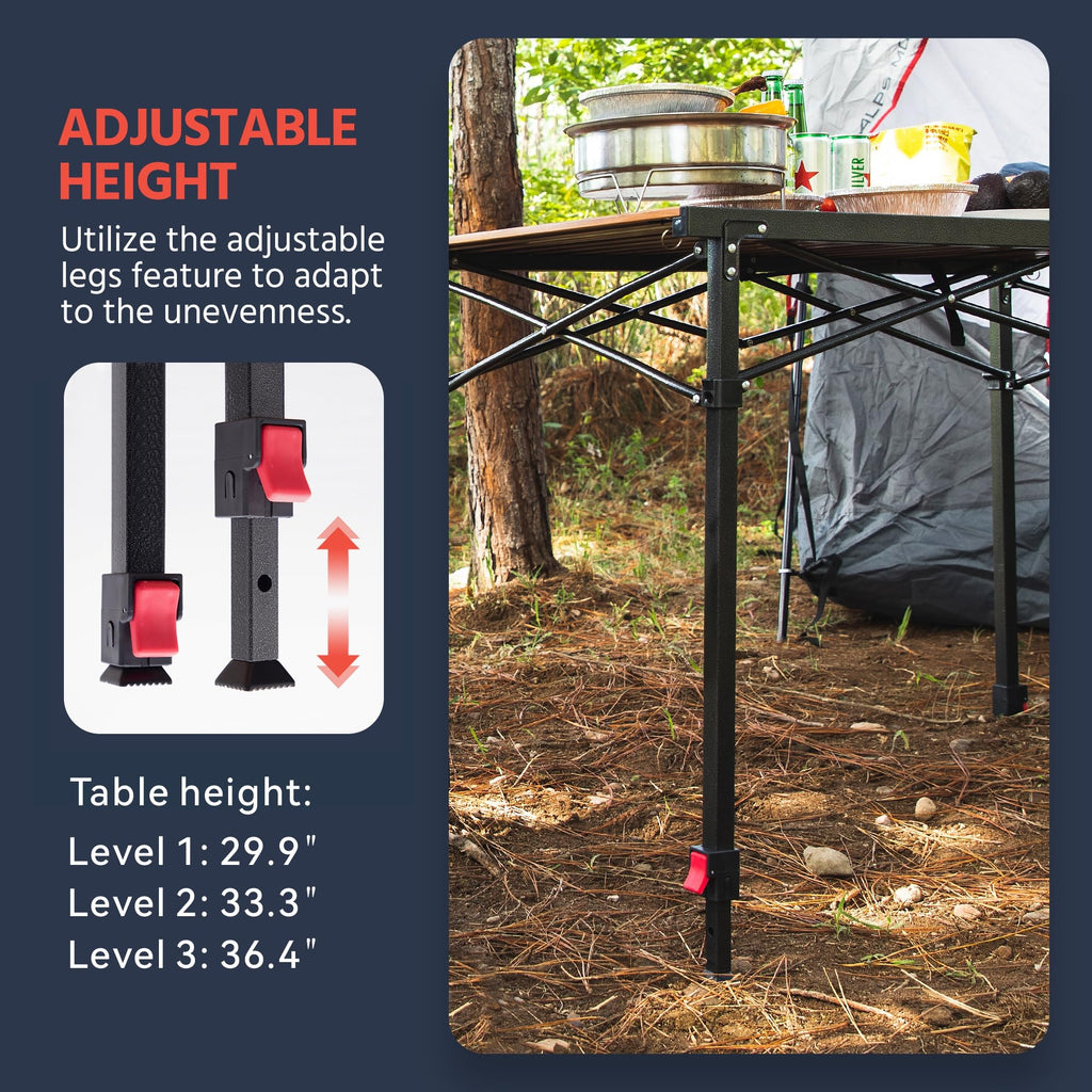 Large Adjustable Height Aluminum Camping Table L864