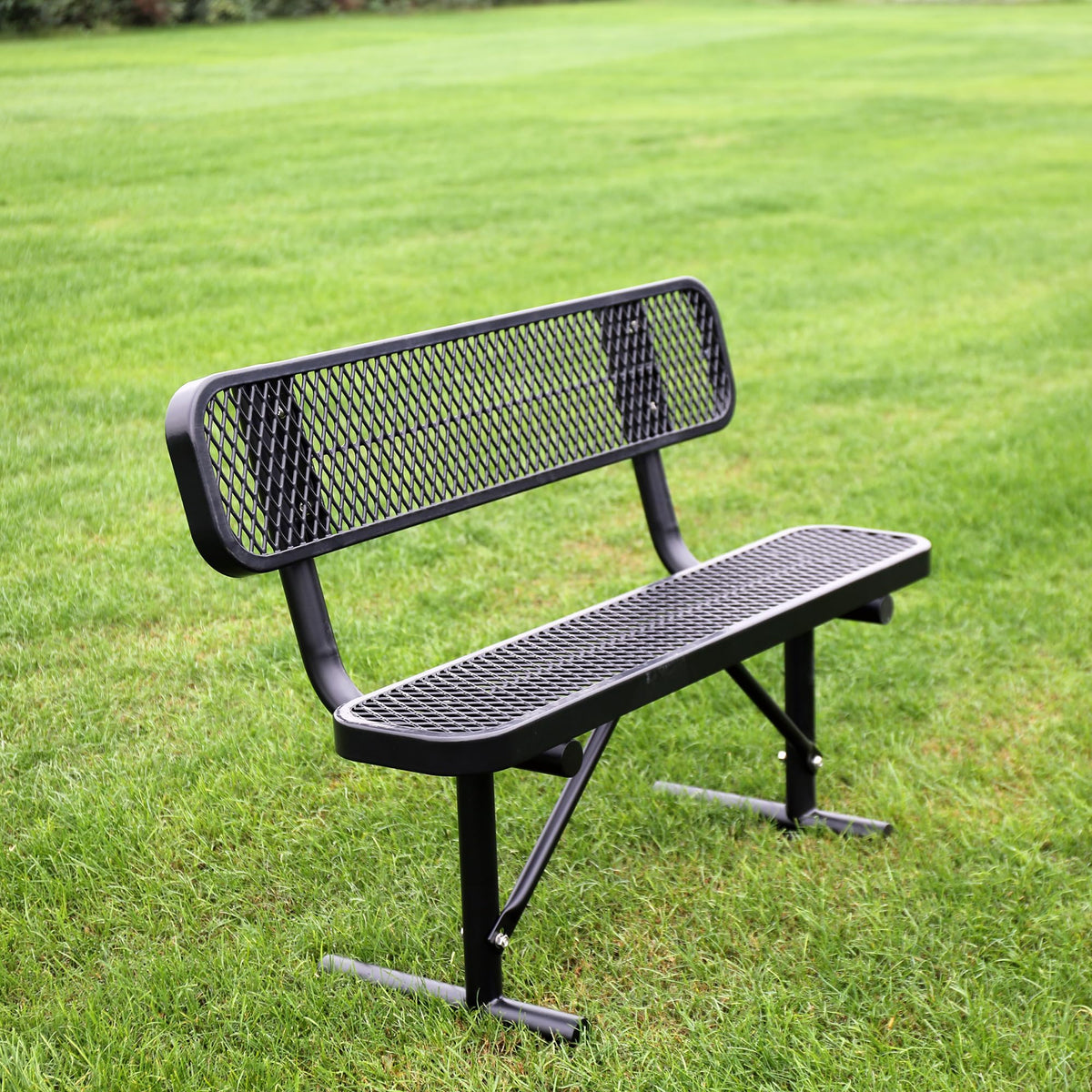 Black Metal Park Bench with Backrest H957