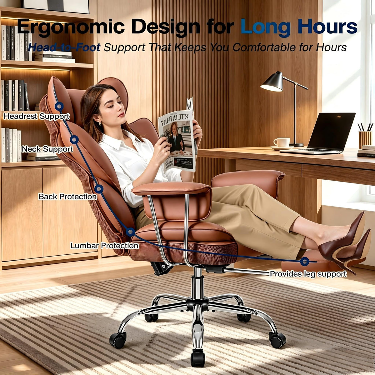 Big and Tall High Back Office Chair with Footrest F282