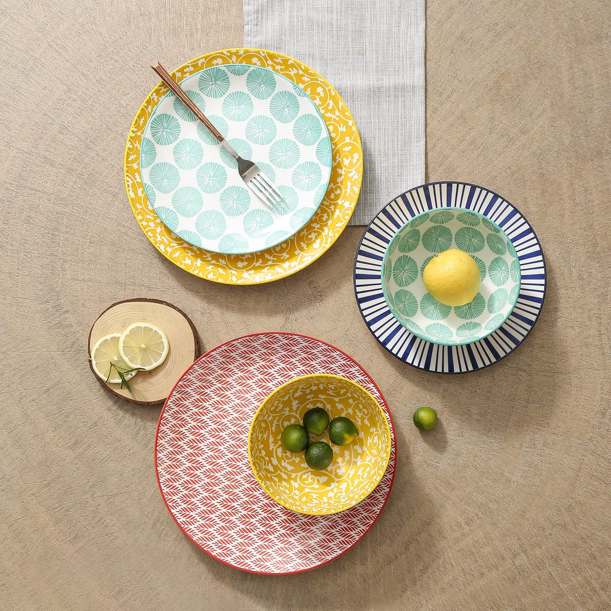 Ceramic 12-Pieces Dinnerware Sets for 4 W996407