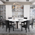 Set of 6 Black Faux Leather Upholstered Dining Chairs with Wood Legs S274148