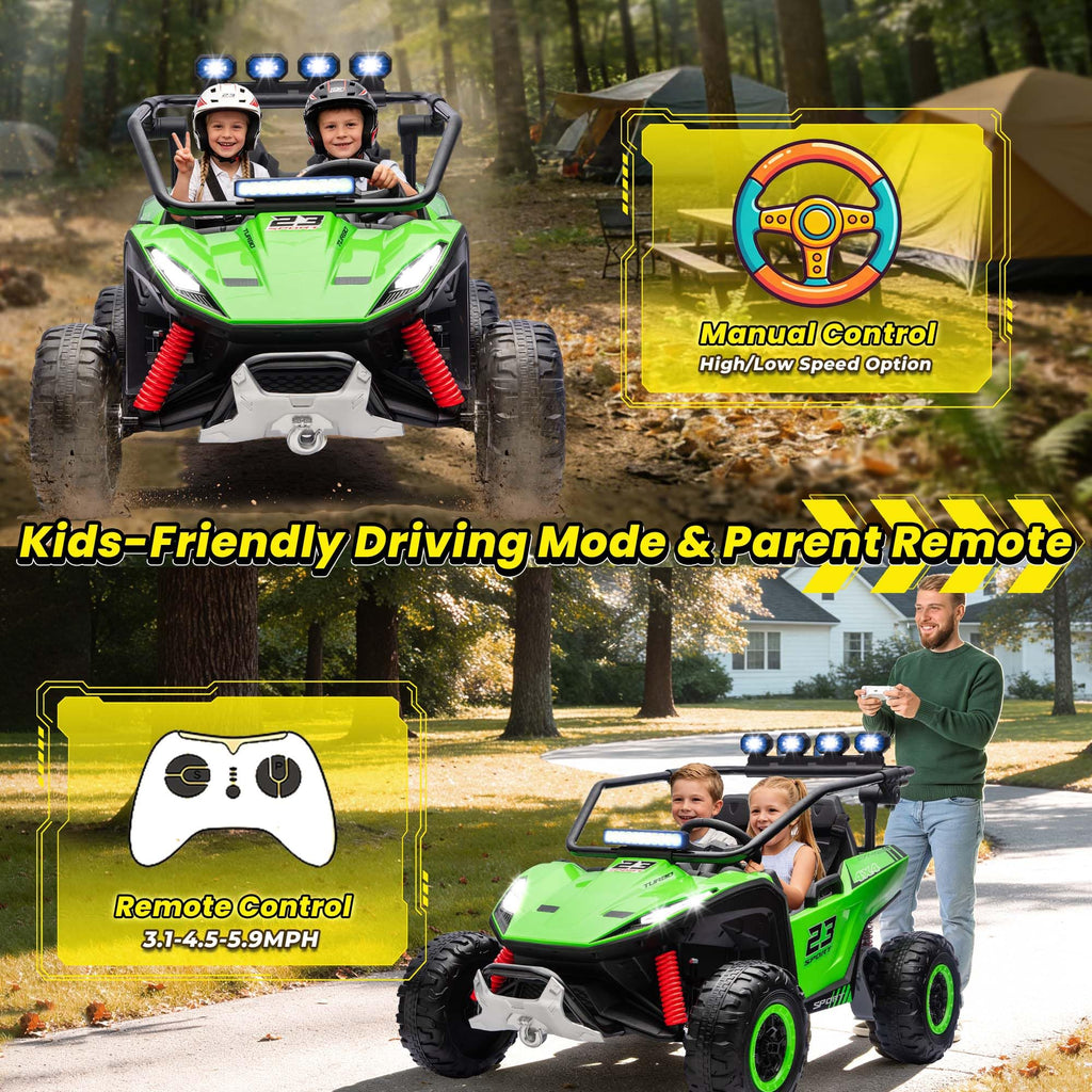 2-Seater Kids UTV with 4x200W Motor, 3-6MPH, Green N545060