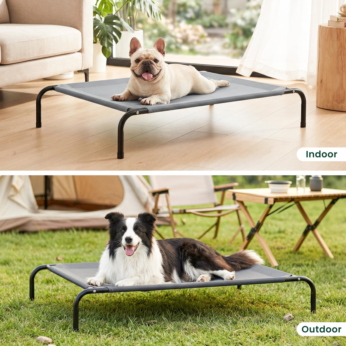 Elevated Cooling Dog Bed with Breathable Mesh, Grey, 48 inches Y988458