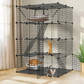 4-Tier Cat Cage Indoor Enclosure Metal Playpen with Hammock E51377