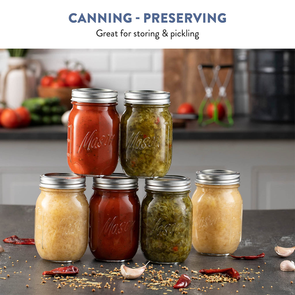 16 oz 12-Pack Regular Mouth Glass Jars with Lid & Seal Bands J172