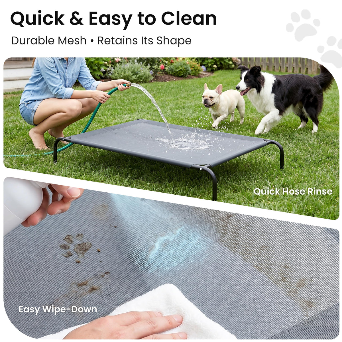 Elevated Cooling Dog Bed with Breathable Mesh, Grey, 48 inches Y988458