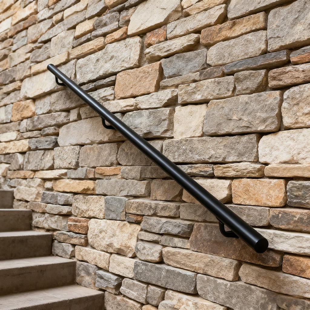 7 FT Matte Black Aluminum Handrail Set P3648